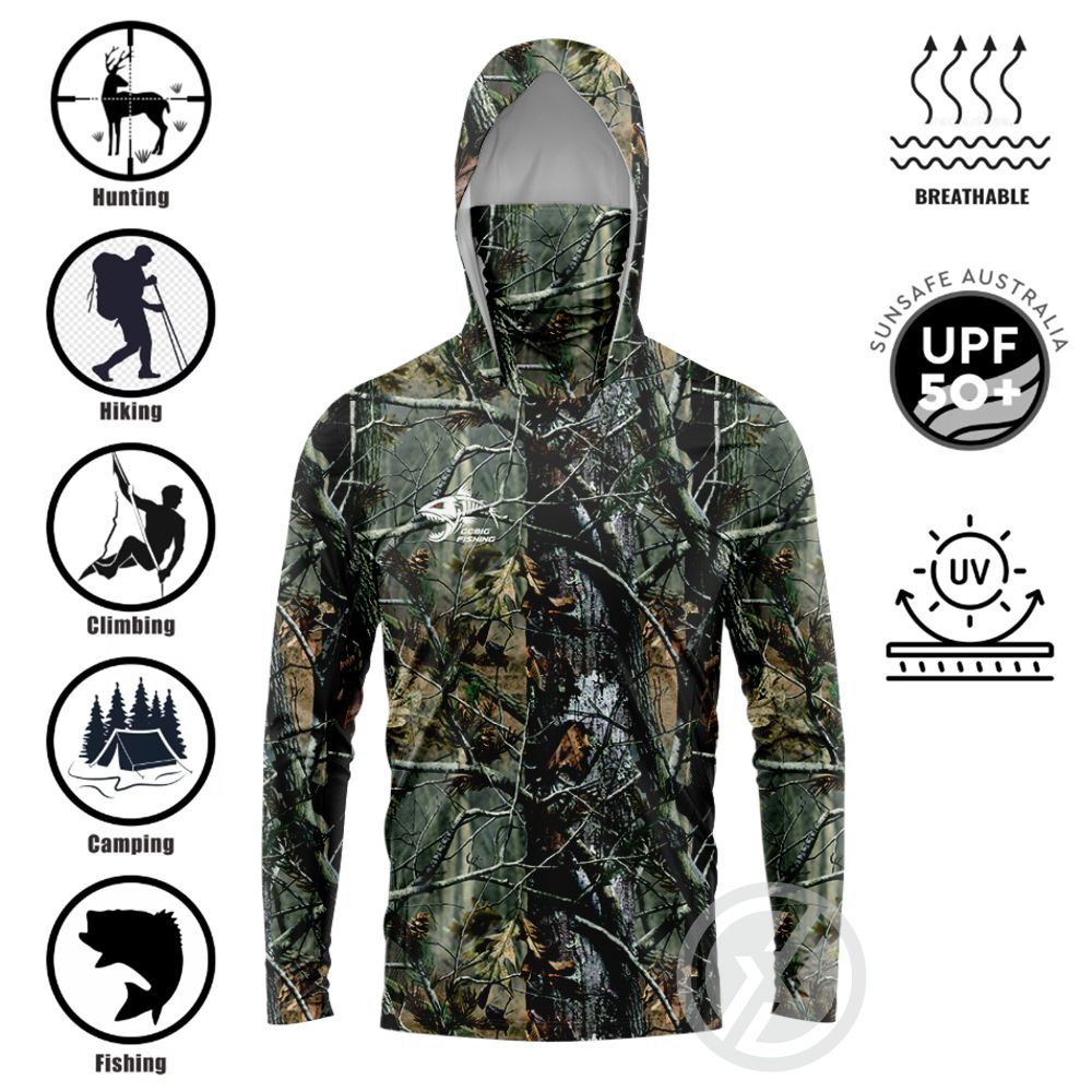 Fishing Hoodie - UPF50+ Vissershirt met capuchon, ingebouwde gezichtsbescherming,