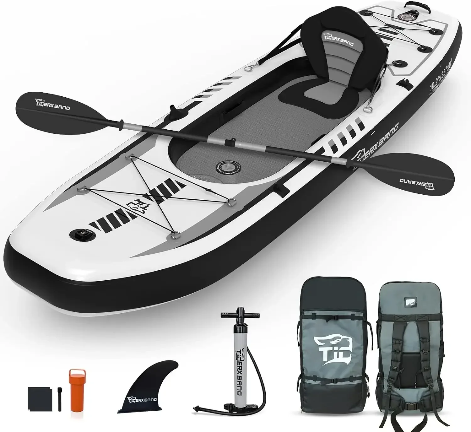 Fishing Backpack - TIGERXBANG 10,2'x35''x8'' opblaasbare kajak met afneembare