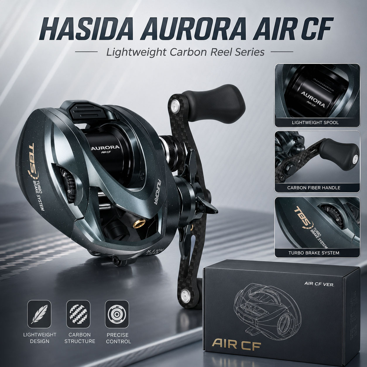 HASIDA Aurora AirCF Carbon BFS - Daiwa Reel Bg recensie en prijs